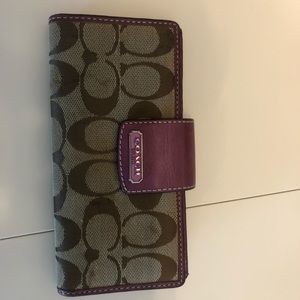 Coach wallet, purple and beige